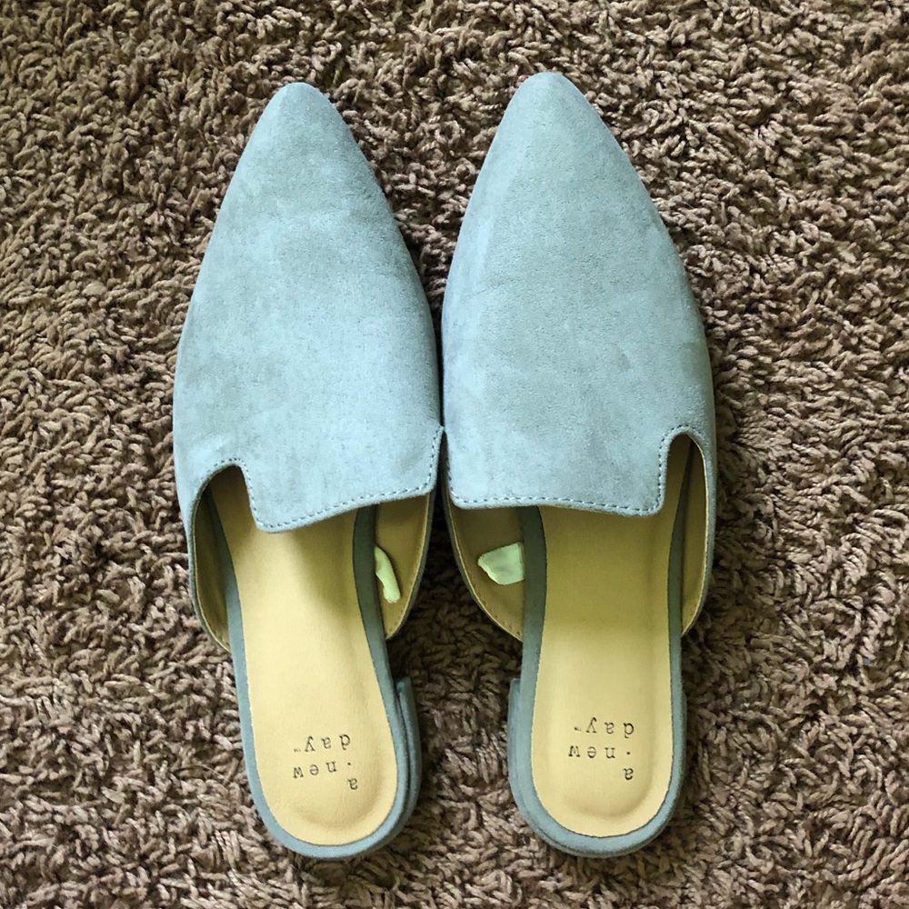 Gray suede slip on shoes